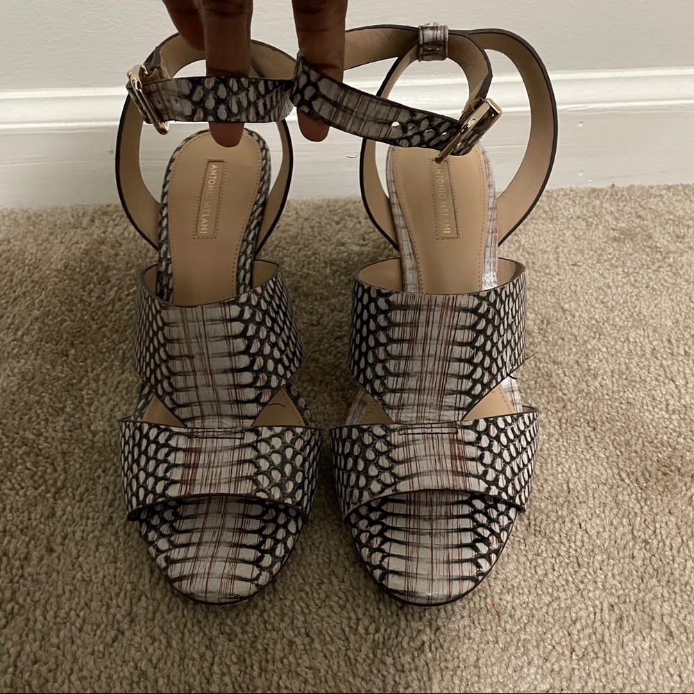 Antonio Melani Snakeskin Sandal Heels - Picture 4 of 12